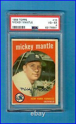 1959 Topps Mickey Mantle #10 Baseball Card PSA 4 Very Good-Excellent Yankees