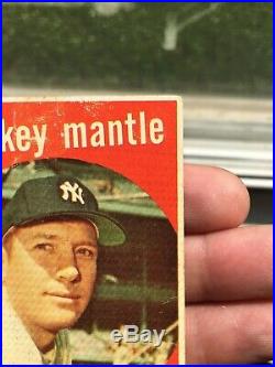 1959 Topps Mickey Mantle #10 Great Centering. Vg+ Altered WithSharp Front Display