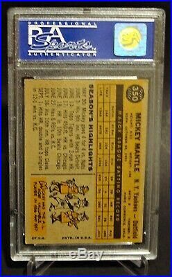 1960 Topps #350 Mickey Mantle HOF Yankees PSA 6 EX-MT 08119232 (SCA)
