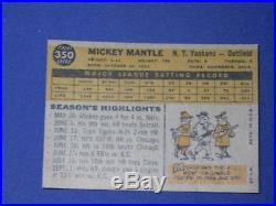1960 Topps BaseBall Card # 350 Mickey Mantle ExMt+