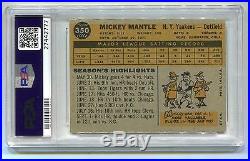 1960 Topps Mickey Mantle #350 PSA 8 NM-MT (Vibrant Colors & Dead Centered)