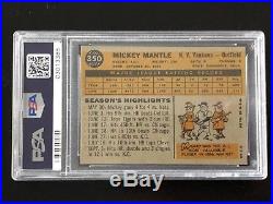 1960 Topps Mickey Mantle #350 Psa 8 Absolutely Stunning Card Perfect Centering