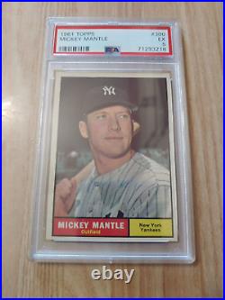 1961 TOPPS MICKEY MANTLE #300 PSA EX5 NEW YORK YANKEES OUTFIELD 4 Great Corners