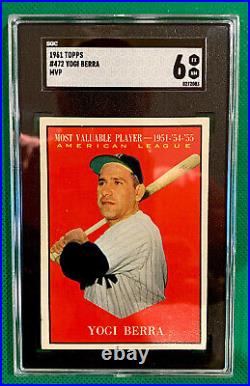 1961 Topps #472 Yogi Berra New York Yankees Mvp Sgc 6 Yogi Hof