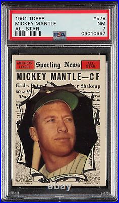 1961 Topps Mickey Mantle All Star HOF New York Yankees #578 Graded PSA 7