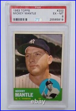 1963 Topps #200 Mickey Mantle New York Yankees HOF PSA 6 LOOKS NICER