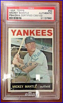 1964 Topps Mickey Mantle #50 PSA/DNA Auto Autograph