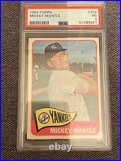 1965 Topps #350 Mickey Mantle New York Yankees HOF PSA 3 VG