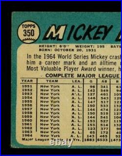 1965 Topps #350 Mickey Mantle New York Yankees HOF SGC 1 PR Poor Well Centered