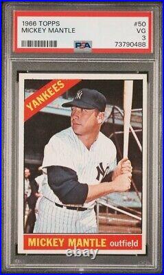 1966 Topps Baseball #50 Mickey Mantle New York Yankees Good PSA 3