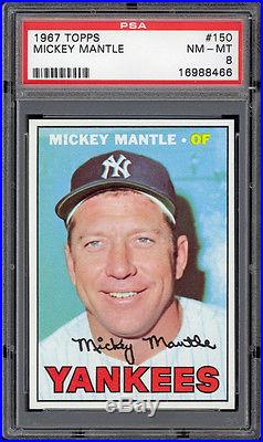1967 Topps #150 Mickey Mantle PSA 8+ From vending. Extremely sharp! MINT corners
