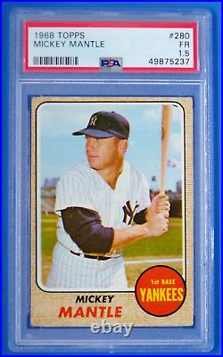 1968 Topps #280 Mickey Mantle New York Yankees PSA 1.5