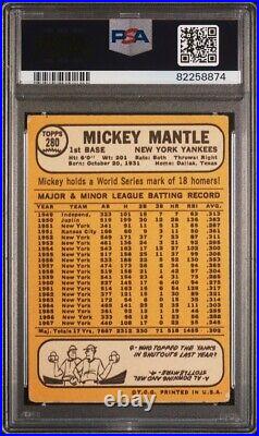 1968 Topps MICKEY MANTLE New York Yankees Baseball Card #280 Graded PSA 2