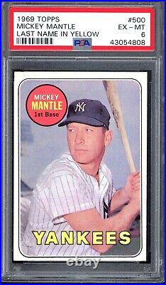 1969 Topps #500 Mickey Mantle PSA 6 New York Yankees HOF Baseball Card