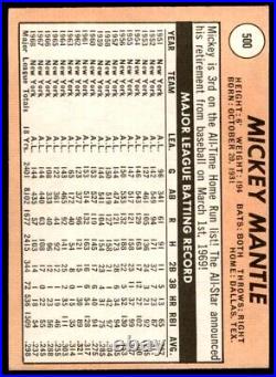 1969 Topps Mickey Mantle New York Yankees #500B