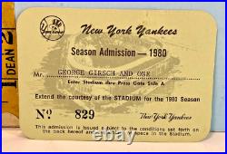 1980 New York Yankees Season Ticket Guest Pass #829