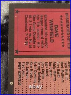 1989 Topps All Star Dave Winfield card #407 New York Yankees Baseball Misprinted