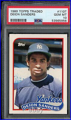 1989 Topps Traded Deion Sanders 110T Rookie Card RC PSA 10 Mint New York Yankees