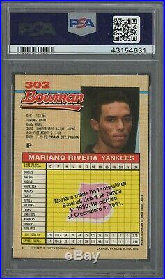 1992 Bowman #302 Mariano Rivera Yankees RC Rookie HOF PSA 10 GEM MINT