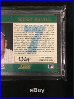 1992 Score The Franchise MICKEY MANTLE On Card Auto Autograph Card 1324/2000