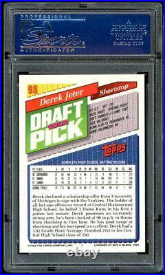 1993 Topps #98 Derek Jeter Yankees Rookie Card PSA 9 Mint