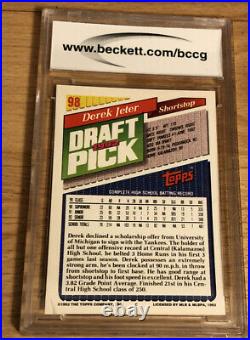 1993 Topps Derek Jeter Baseball Card Rookie #98 Yankees HOF Graded BCCG 9 NM+
