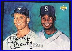1994 UPPER DECK MICKEY MANTLE ON CARD AUTOGRAPH AUTO With KEN GRIFFEY JR. UD COA