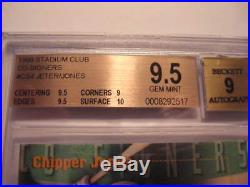 1999 Stadium Club Derek Jeter/chipper Jones Co-signers Dual Auto Bgs 9.5