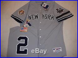 2001 World Series Yankees DEREK JETER Authentic GAME Baseball Jersey GRAY