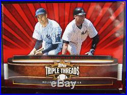 2011 Topps Triple Threads Joe DiMaggio Derek Jeter NY Double Relic Booklet 9/36