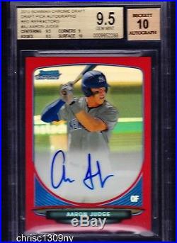 2013 Bowman Chrome Draft AARON JUDGE Red Refractor Auto #3/5 BGS 9.5