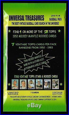2014 Universal Treasures Chase Box Find 1952 Topps Mickey Mantle 21 Packs