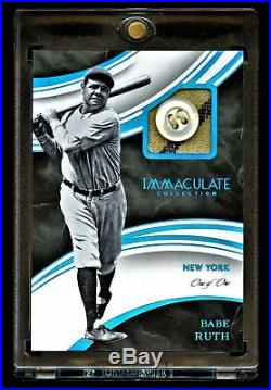 2016 Immaculate Babe Ruth Game-Worn Button With Yankees Pinstripe Jersey #'ed 1/1