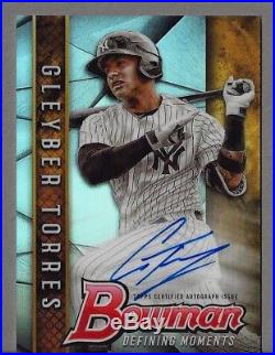 2017 Bowman Chrome Draft Gleyber Torres Defining Moments Auto 38/99, Yankees