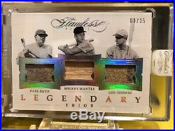 2017 Flawless Legendary Trio Relics Babe Ruth Mickey Mantle Lou Gehrig 09/15