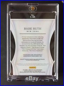 2017 Immaculate New York Yankees Babe Ruth RARE Jersey Patch Card! #4/10