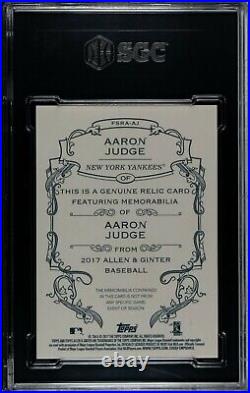 2017 Topps Allen Ginter Aaron Judge Rookie Relic Jersey New York Yankees Sgc 10