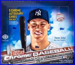 2017 Topps Chrome Baseball Sealed Hobby JUMBO Box HTA 5 AUTOS