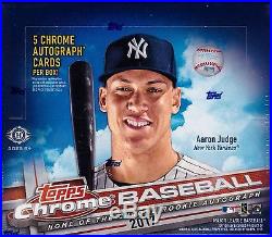 2017 Topps Chrome Baseball sealed jumbo box 12 packs of 13 MLB cards 5 auto