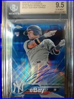 2018 Topps Chrome Gleyber Torres Blue Wave Refractor Auto RC #'ed /150 BGS 9.5