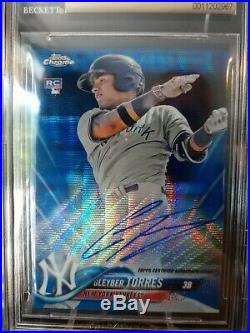 2018 Topps Chrome Gleyber Torres Blue Wave Refractor Auto RC #'ed /150 BGS 9.5