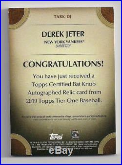 2019 Topps Tier One Derek Jeter ONE OF ONE Autograph Bat Knob! Yankees 1/1 AUTO