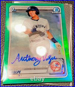 2020 Bowman Chrome Anthony Volpe Auto #/99 Green Refractor 1st Bowman Yankees RC