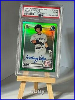 2020 Bowman Chrome Anthony Volpe Green Refractor Auto 1st Bowman 25/99 PSA 9