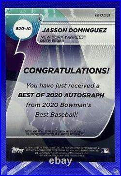 2020 Bowman's Best JASSON DOMINGUEZ Refractor Auto B20-JD New York Yankees
