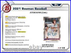 2021 Bowman Baseball Hobby Box Brand New Sealed Free Priority Shipping