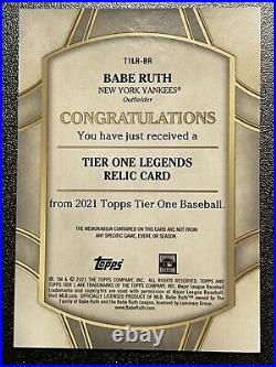 2021 Topps Tier One Babe Ruth Legends Game Used Bat Relic Card 11/49