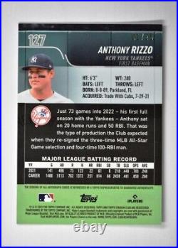 2022 Stadium Club Base Chrome Auto #CA-127 Anthony Rizzo 1/25 New York Yankees