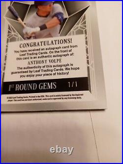 2023 Leaf Metal Anthony Volpe SSP Auto Rookie True 1/1! New York Yankees