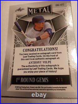 2023 Leaf Metal Anthony Volpe SSP Auto Rookie True 1/1! New York Yankees
